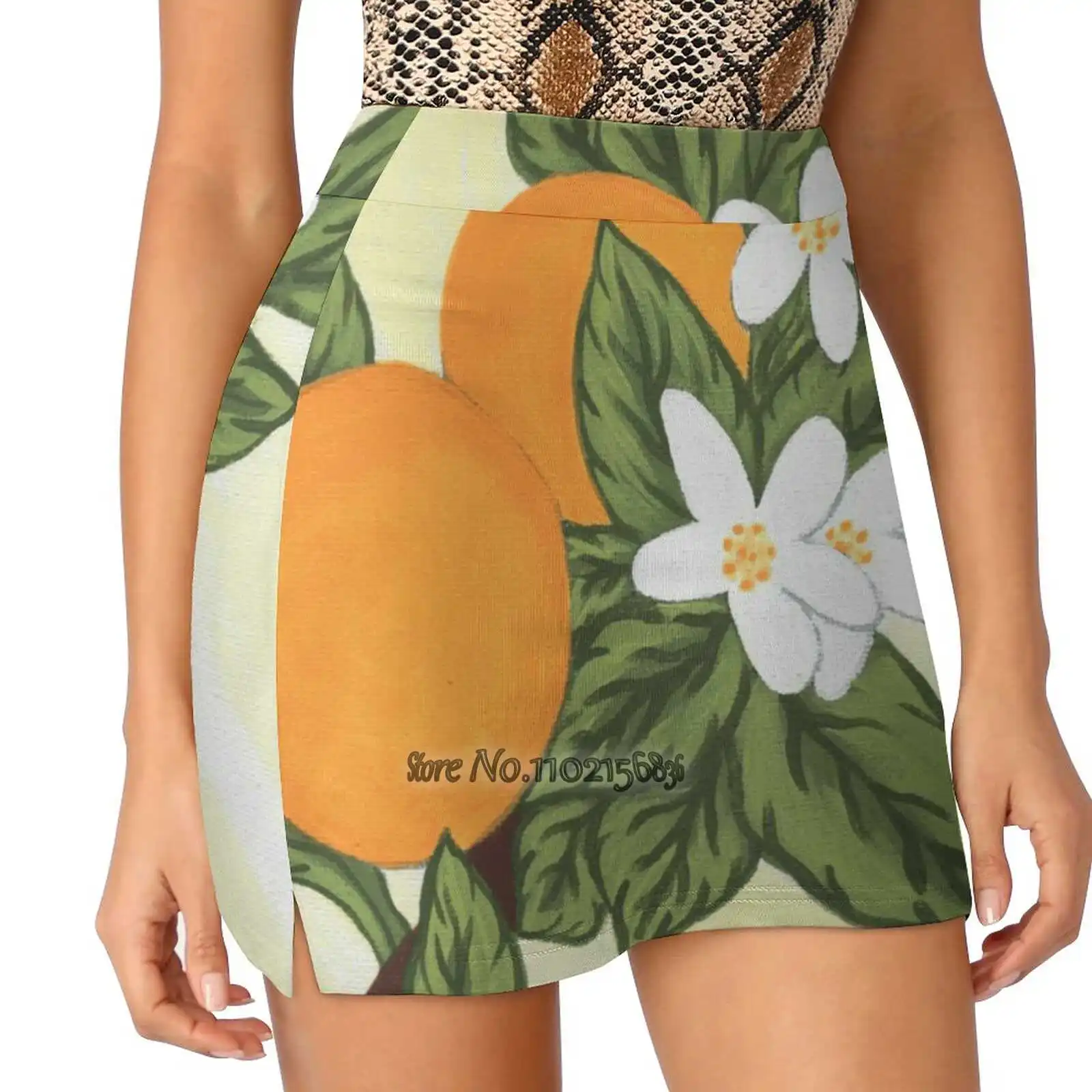 

Oranges And Blossoms Women Sports Lining Skirt Tennis Dance Fitness Short Printed Skirts Orange Blossom Flower Kitchen Ladies