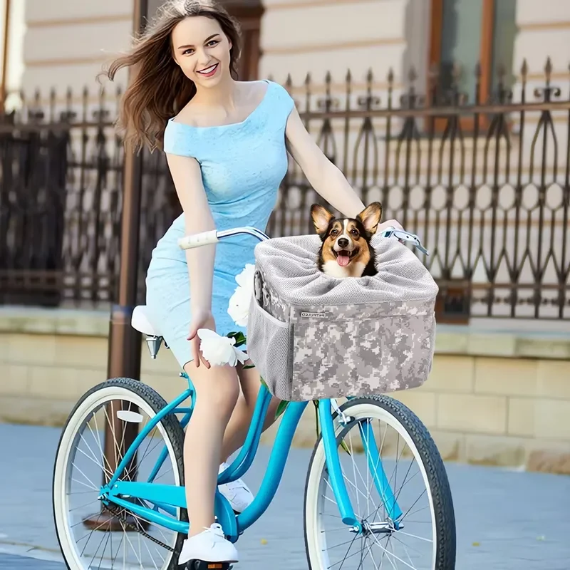 for Dog Bike Basket Expandable Soft-Sided Pet Carrier Backpack Collapsible for Dog Bike Carrier 15 Lbs Soft-Sided for Dog