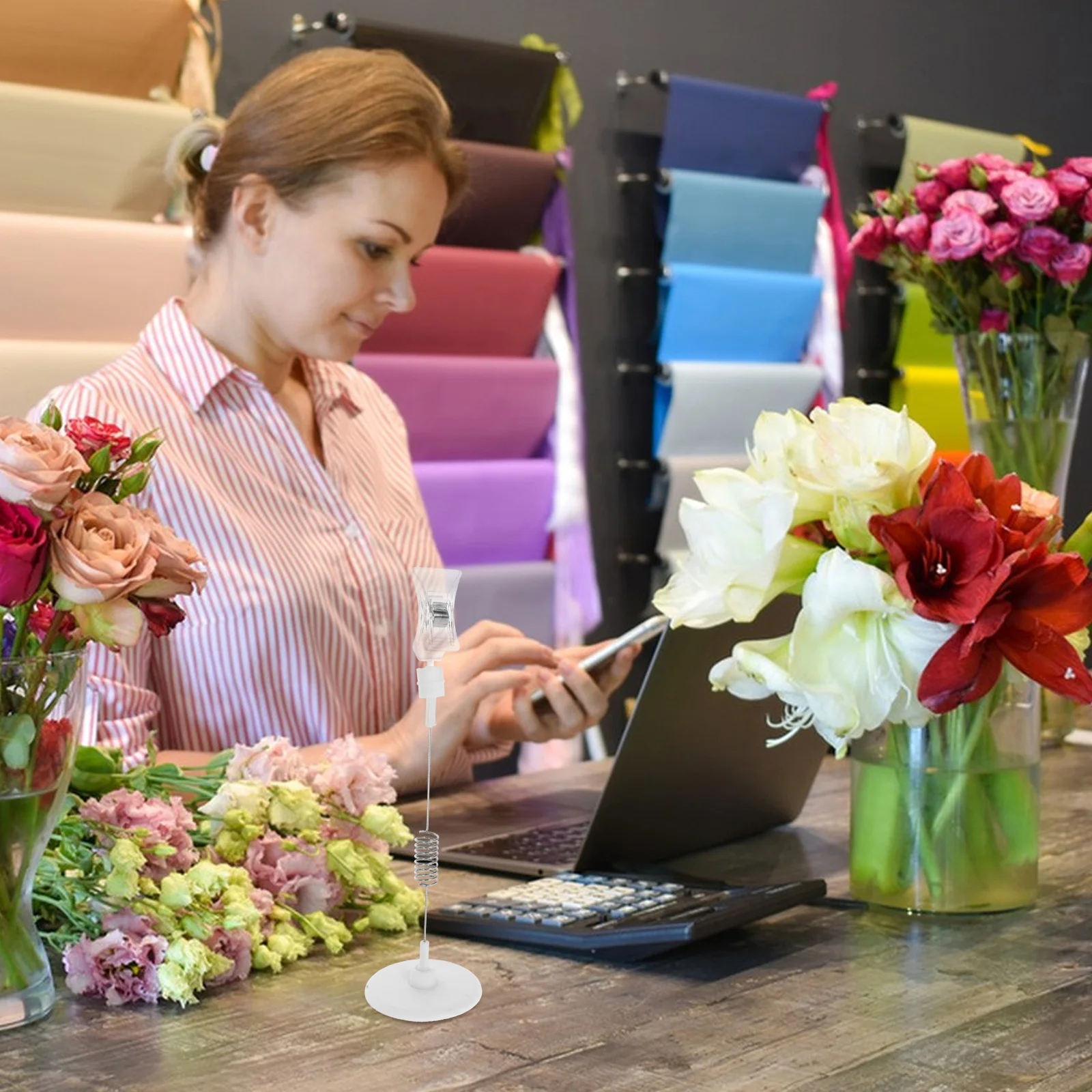 6 قطعة كليب على القرص المستدير حامل بطاقة السعر Abs تسجيل كليب لعرض البيع بالتجزئة سوبر ماركت الرف التسمية أصحاب قابلة لإعادة الاستخدام البلاستيك #6