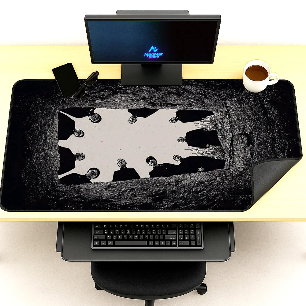 Desk Setup Black And White - Gothic Desk Mat Ink 180x60 Art
