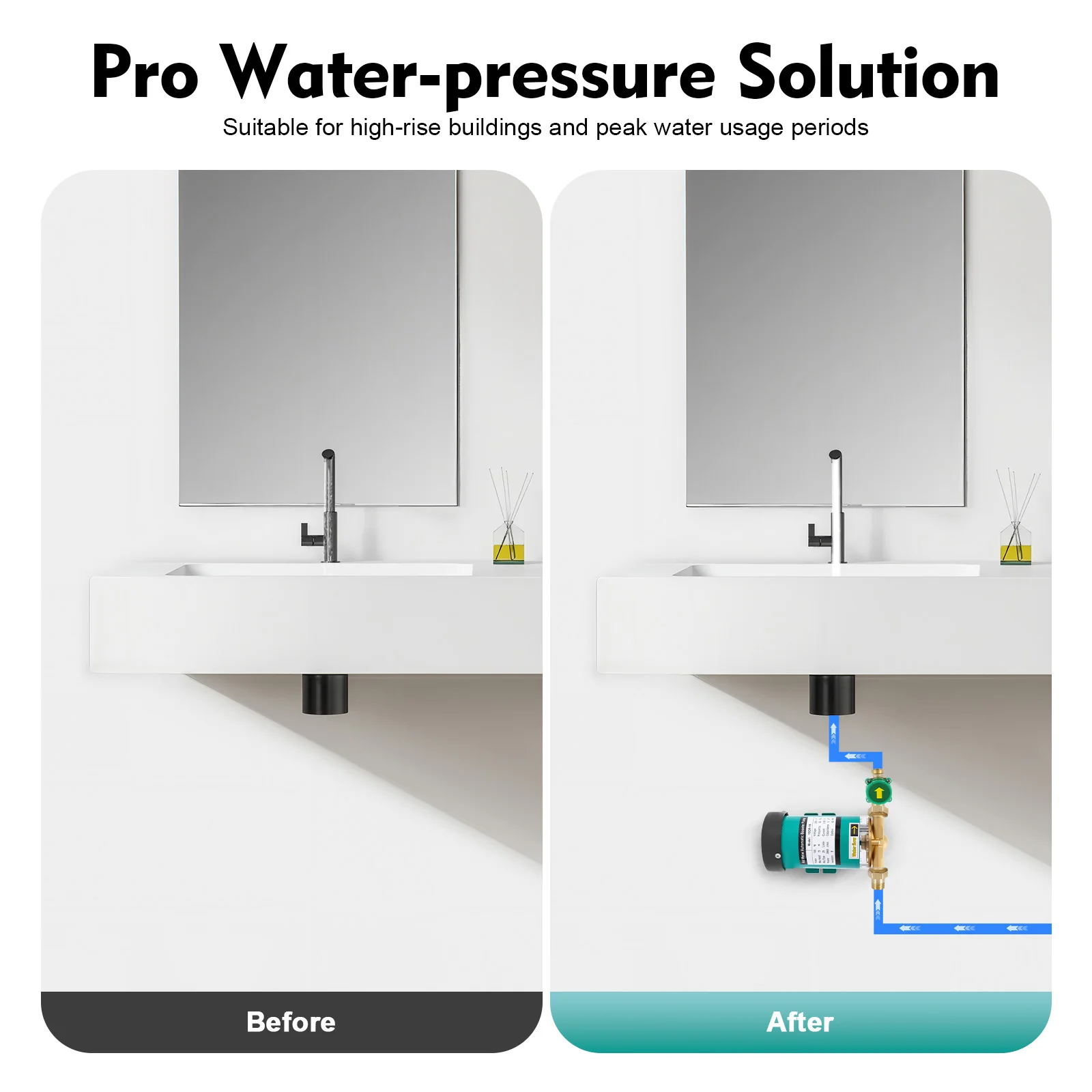 120 W Mini-Wasserpumpe, automatische Druckbeaufschlagung, 6,6 g/min, Druckerhöhungspumpe, elektrische Wassertransferpumpe für Warmwasserbereiter, Duscharmatur – Detail 3