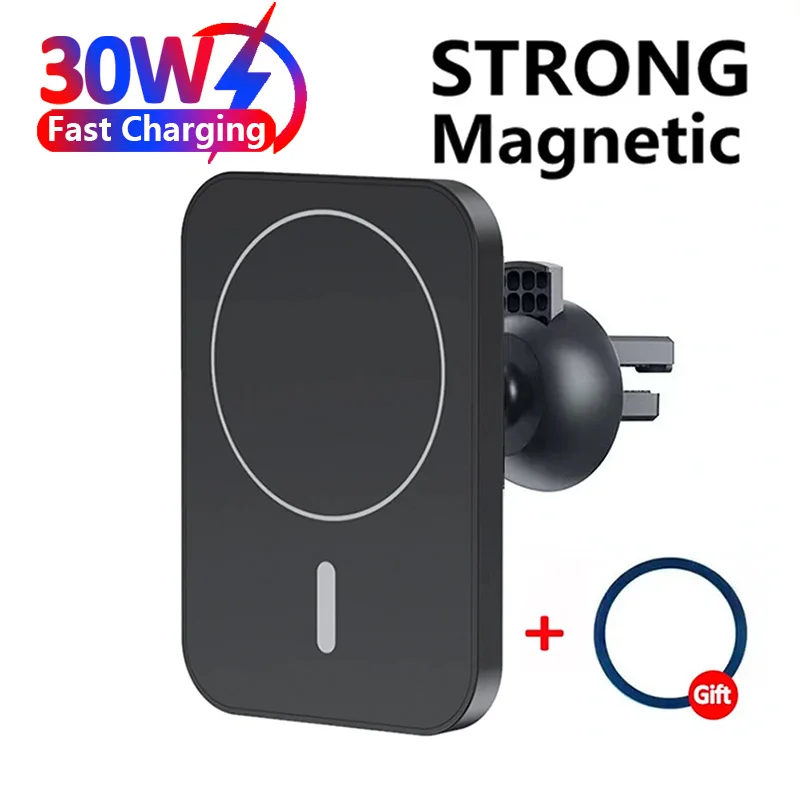 30W Magnetic Car Wireless Charger Mount Phone Holder For Macsafe iPhone 15 14 13 12 Pro Max Mini  Fast Charging Air Vent Stand