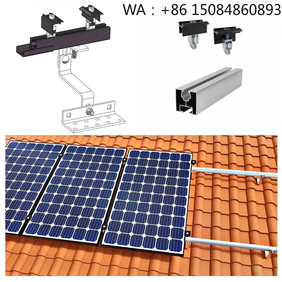 2 Module Tile Roof PV Mount Kit with Rails & Clamps, Complete Solar Accessories, Integrated Solar Energy Fittings for  Solar Ene