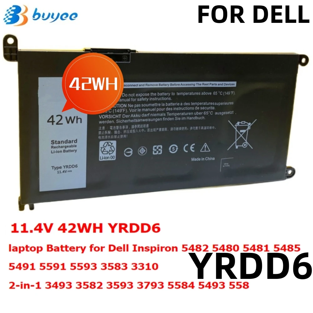 

New YRDD6 Original Laptop Battery For Dell Inspiron 5482 5491 5593 Vostro 5581 5490 5590 Latitude 3310 Series 11.4V 42Wh 3500mAh