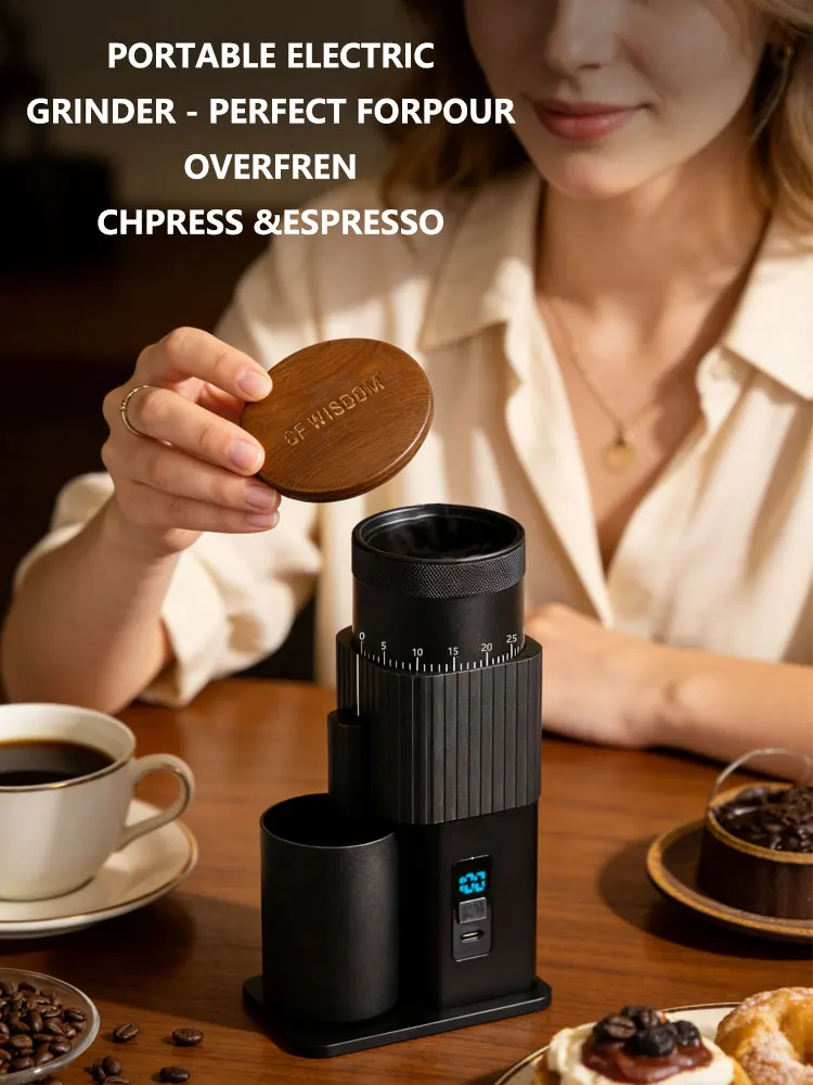 

Portable Electric Coffee Grinder – USB Rechargeable Adjustable Burr Mill for Fresh Coffee Anytime Perfect Gift for Coffee Lovers