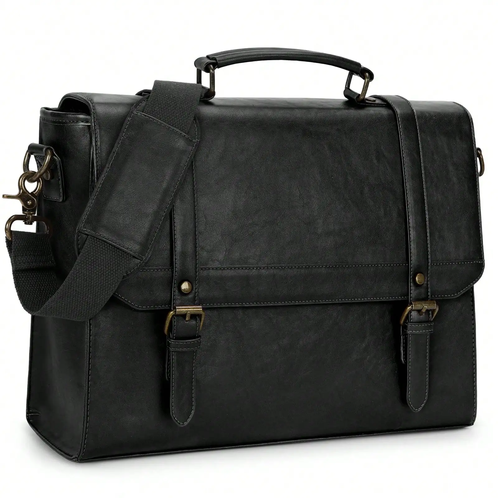 Bolso bandolera para hombre de 15,6 pulgadas, maletín de cuero vintage impermeable para ordenador portátil, bolso grande para ordenador portátil, bolso de cuero, bolso de hombro retro para oficina, negocios, viajes, universidad