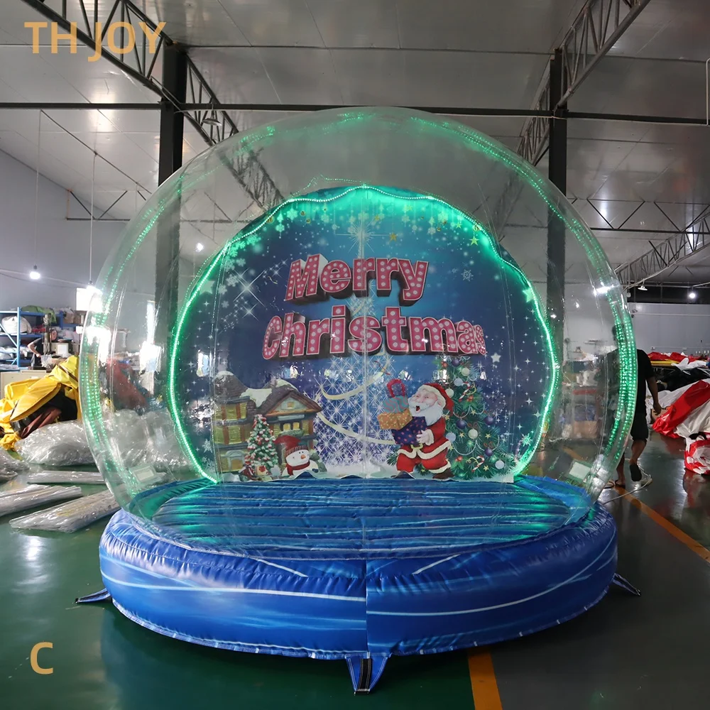 Fast Air Shipping, Christmas snow globe inflatable bubble tent, 4.5m transparent inflatable snow globe with tunnel