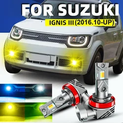 2pcs Car LED Front Fog Lights Bulbs Dual Colors Switchback White Yellow For Suzuki IGNIS 3 2016 2017 2018 2019 2020 2021 2022