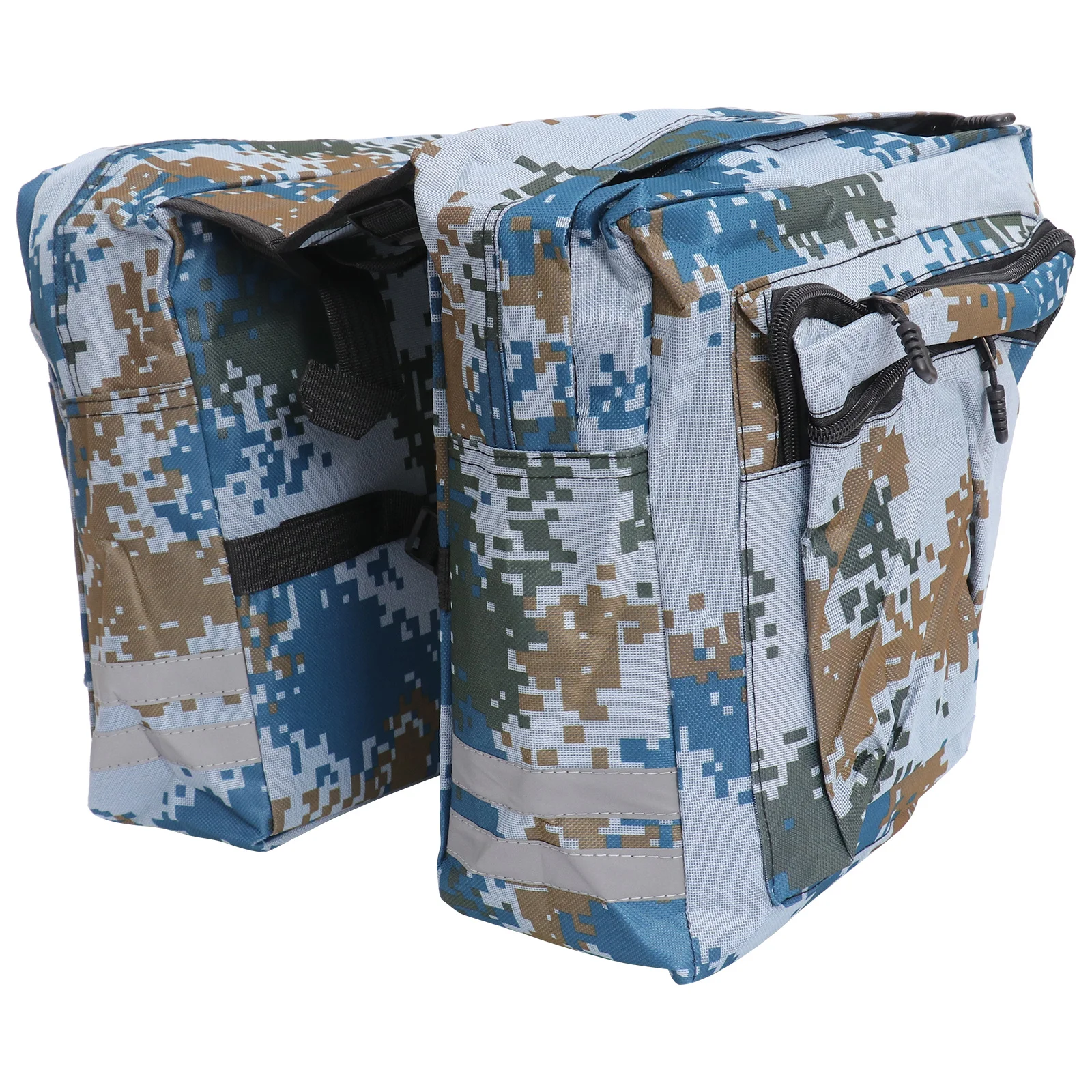 

Waterproof Canvas Rear Seat Bag For Bike Cycling 2 Bottle Pockets Reflective Design Large Capacity Lightweight Durable Trunk