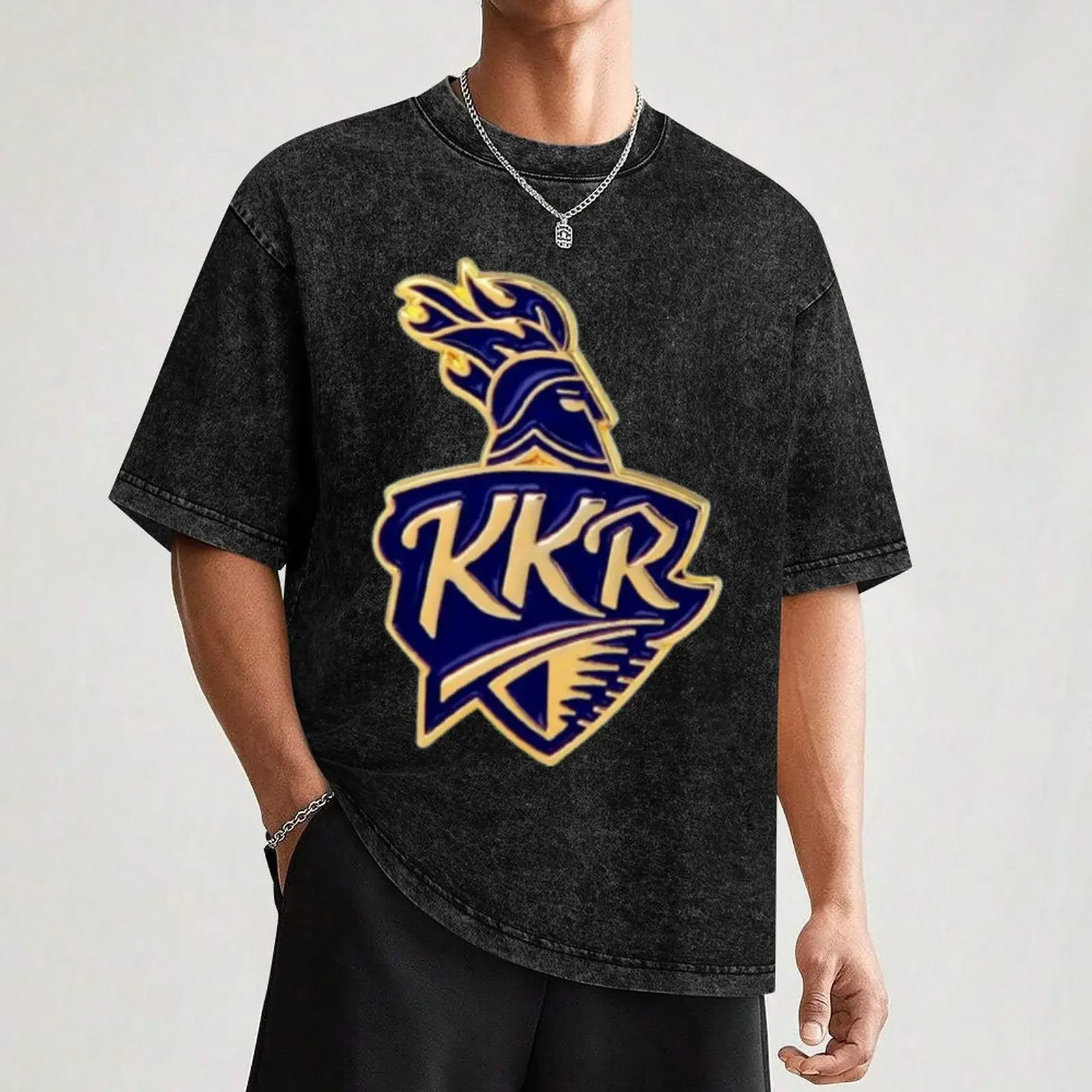 تي شيرت KKR CrICKET TEAM تي شيرت رجالي برسوم جرافيك تي شيرت رجالي قطني