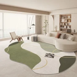 Large Area Green Rugs for Bedroom Nordic Living Room Decoration Shaped Carpet Irregular Plush Lounge Rug Home Thick Washable Mat