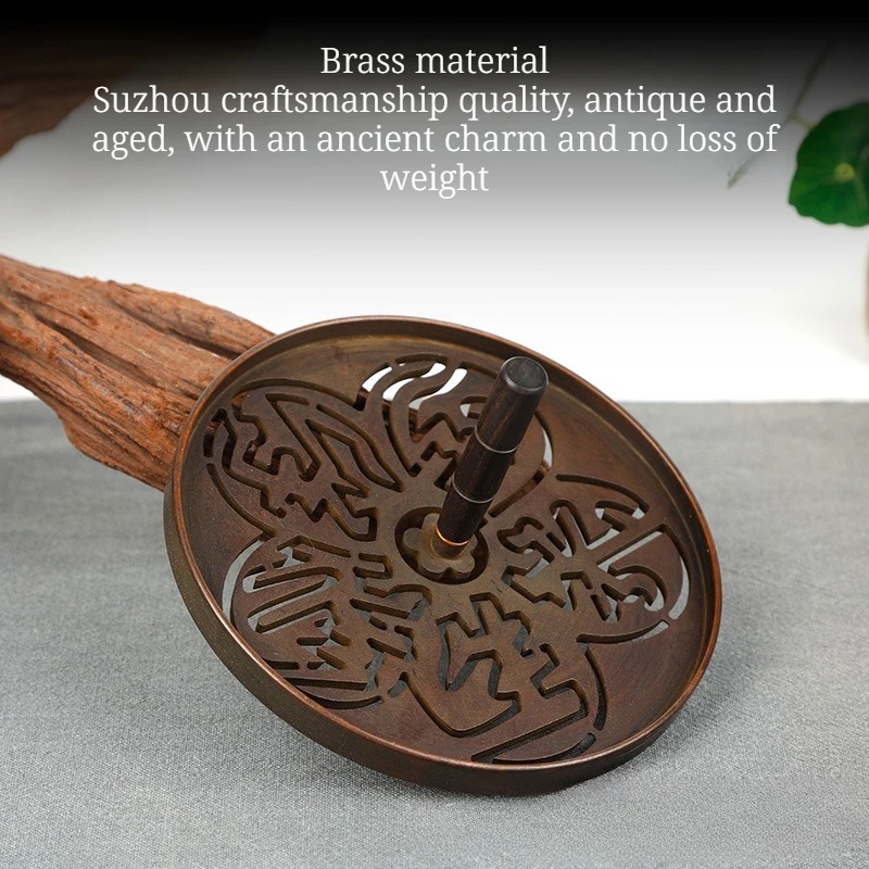 Large 12-centimeter incense seal mold/pure copper Suzhou-style incense rubbing incense ceremony engraving Buddhist halls home