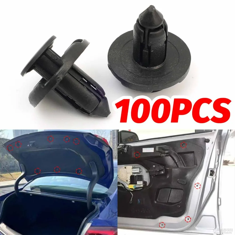 8mm Car Bumper Fastener Clip Black Plastic Push Retainer Pin Universal Vehicle Door Panel Fender Liner Fixing Rivet Auto Parts