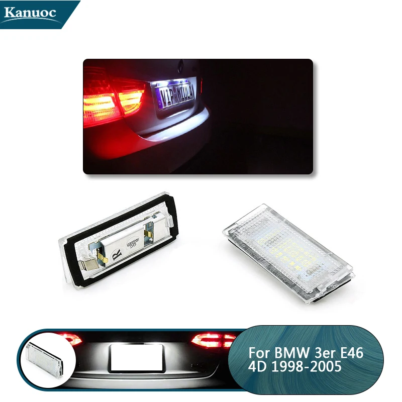 2Pcs/set For BMW E46 4D/5D Touring 1998 1999 2000 2001 2002 2003 2004 2005 Car LED License Plate Lights Auto Accessories
