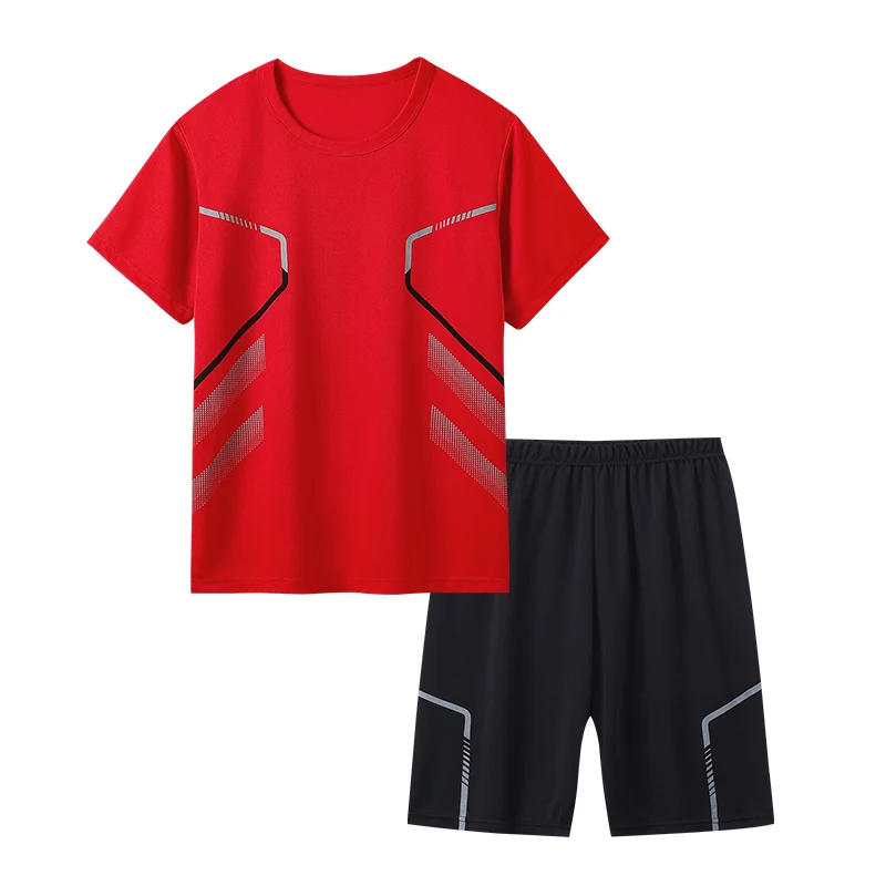 2/3Pcs Summer and Autumn Youth Sports Big Boys' Running and Fitness Breathable Loose Sleeve T-shirt 13-16 Years Old Black Shorts image 5