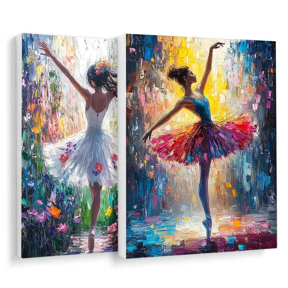 RUOPOTY картина по номерам для взрослых, силуэт балетной девушки, картина, краска, рисунок «сделай сам», холст, акрил, легко с рамкой, акварели