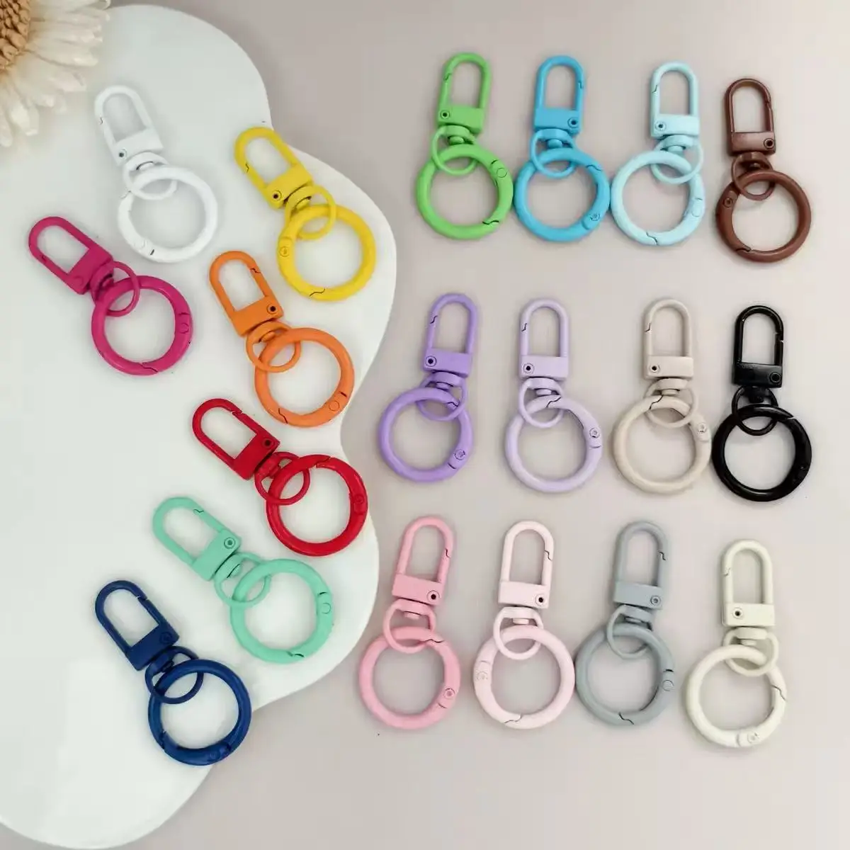10/20/50pcs Random Color Keyring Lobster Clasp Hooks With Adjustable Buckle For Making Keychain DIY Bags Doll Hook Jewelry