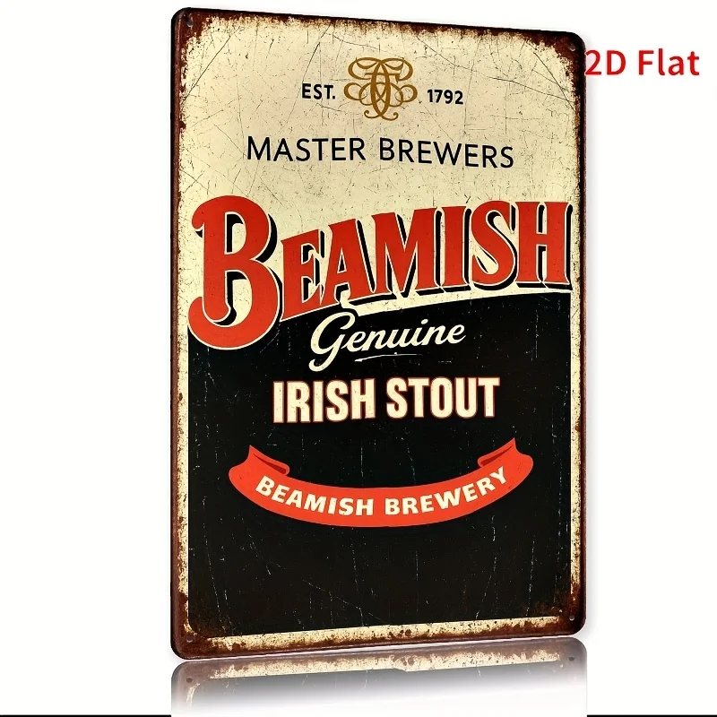 Letrero de hojalata vintage rústico: Letrero de hojalata rústico con la inscripción “Bems Irish Stout” |   Arte de pared metálico con acabado envejecido, decoración humorística de estilo rústico para interiores