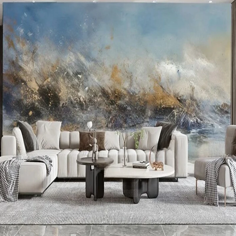 

MU8838 Modern abstract three-dimensional sea wave landscape art oil painting mural background wall