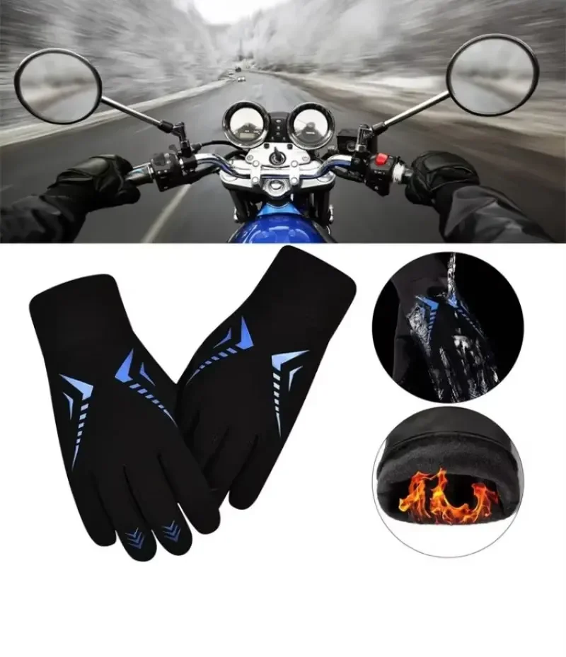 Luvas antiderrapantes quentes de inverno, luvas de design de tela sensível ao toque para ciclismo ao ar livre e montanhismo, luvas unissex de cinco dedos