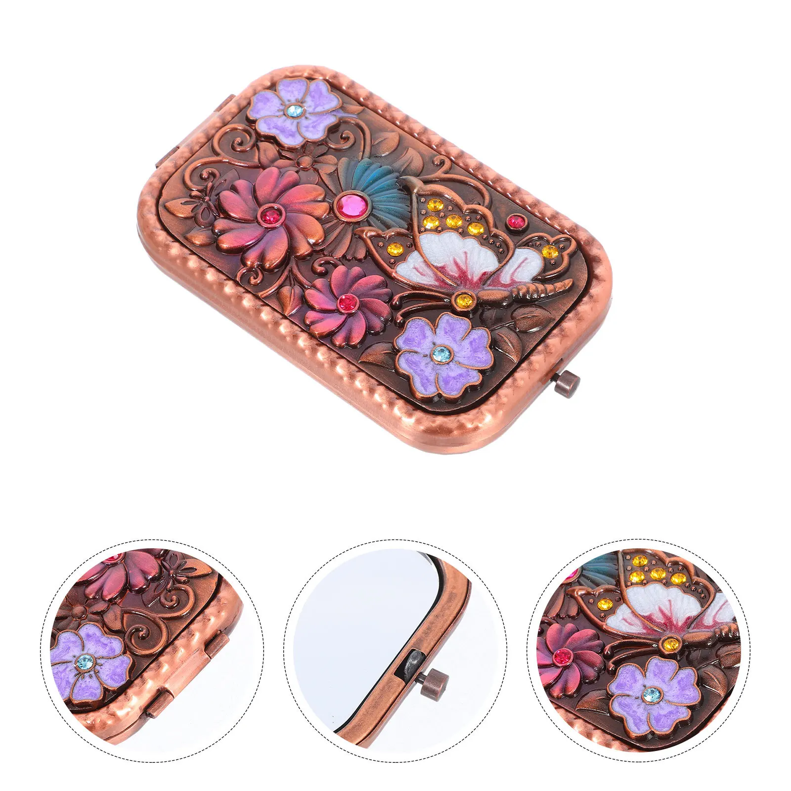 

1Pcs Mini Double Side Foldable Makeup Mirror Vintage Retro Pocket Compact Small Mirror for Purse Travel Outdoor