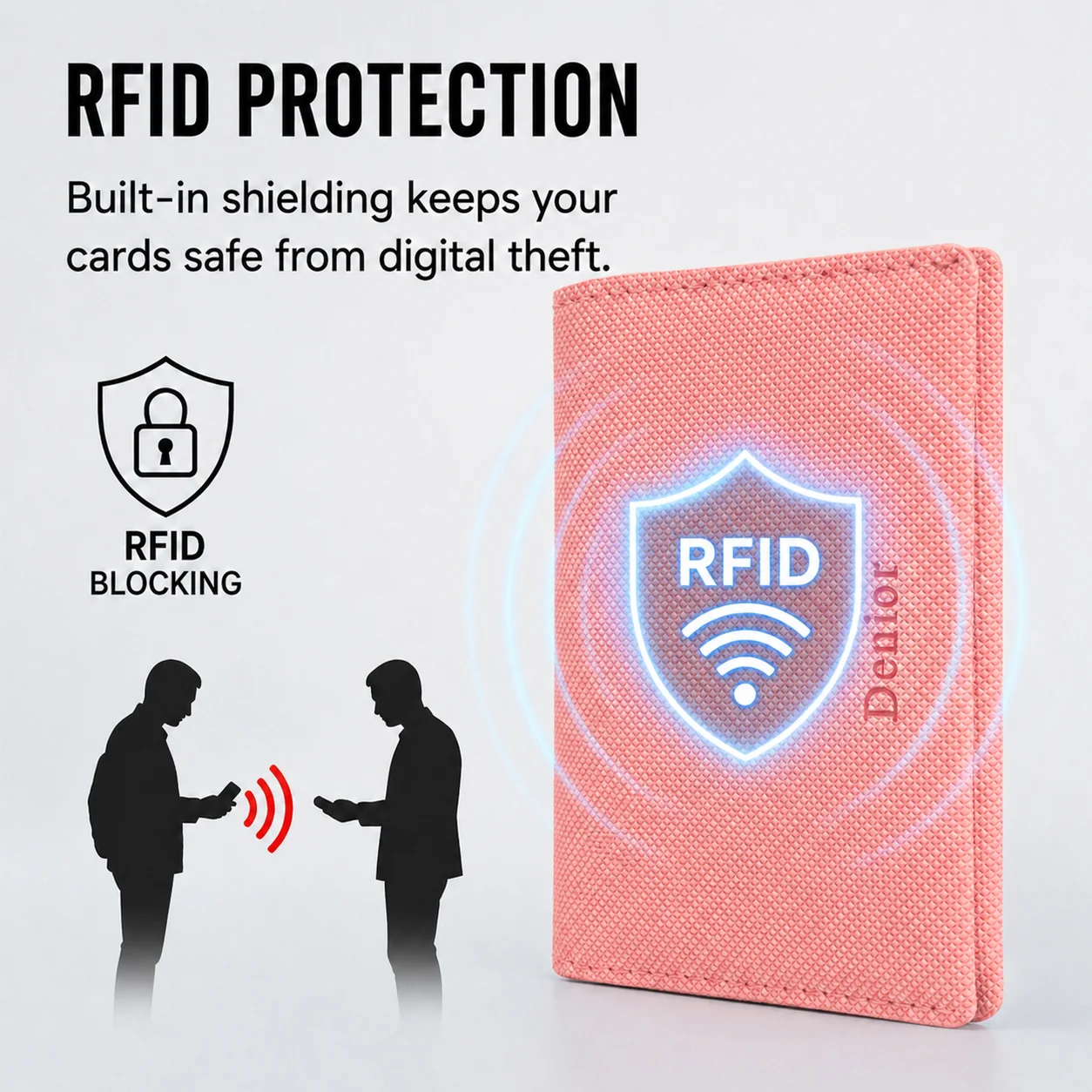 Denior RFID-blockierender Magnetkartenhalter, Premium PU-Leder Slim Wallet für MagSafe-Telefone – Detail 6