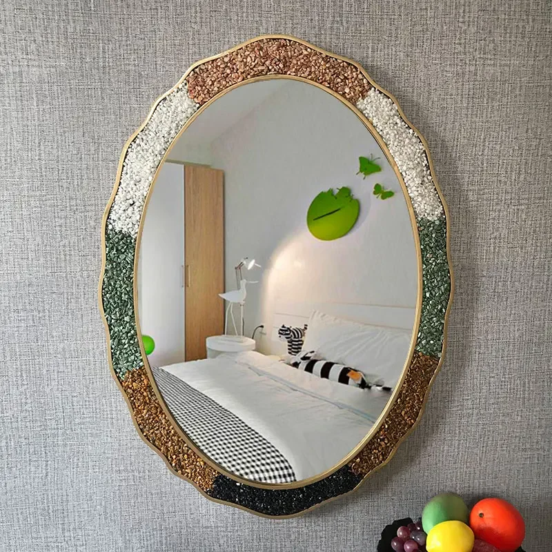 Bedroom Retro Decorative Mirrors Makeup Nordic Handicraft Metal Decorative Mirrors Oval Luxury Espejo Pared Lustro Room Decor