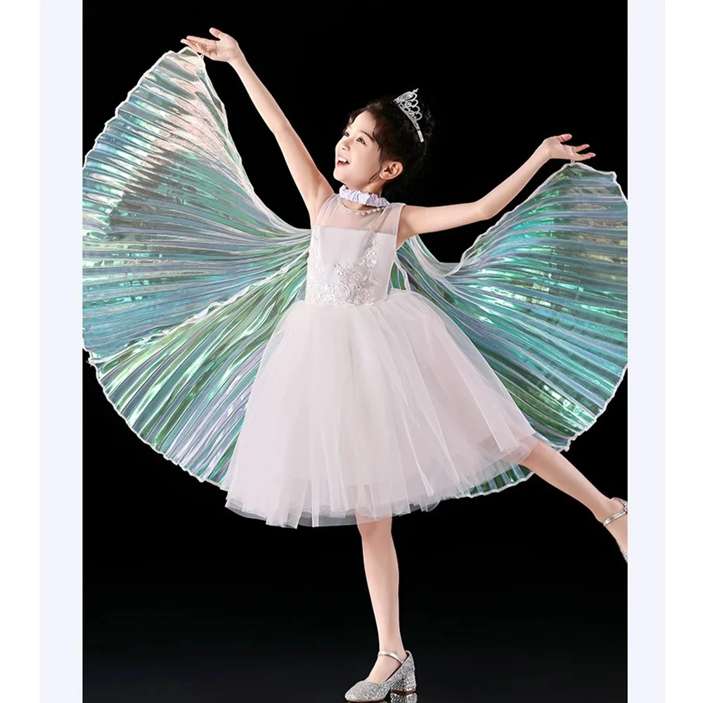 Girl Belly Dance Wings Cloak Hanging Neck Hand Hook Style Walking Children's Show Prop Stage Performance Costume