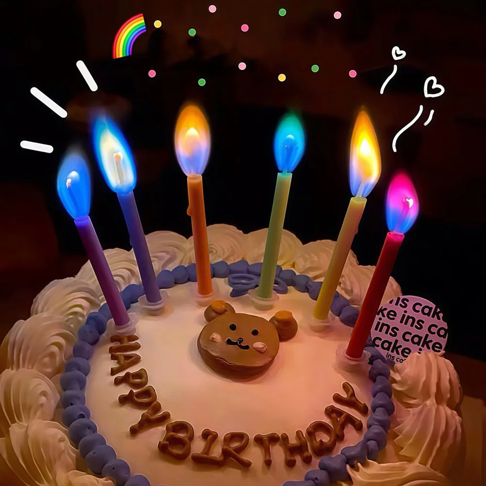 

2boxes Colorful Flame Birthday Candles Rainbow Wish Candles Cake Decorations Suitable for Parties, Birthdays & Gatherings