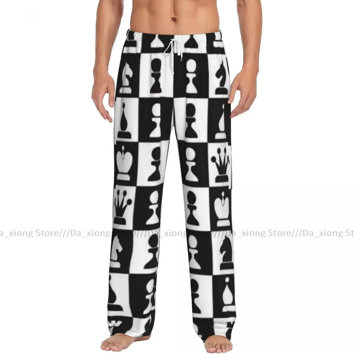 Men's Casual Pajama Sleeping Pants Classic Chess Board Lounge Loose Trousers Comfortable Nightwear