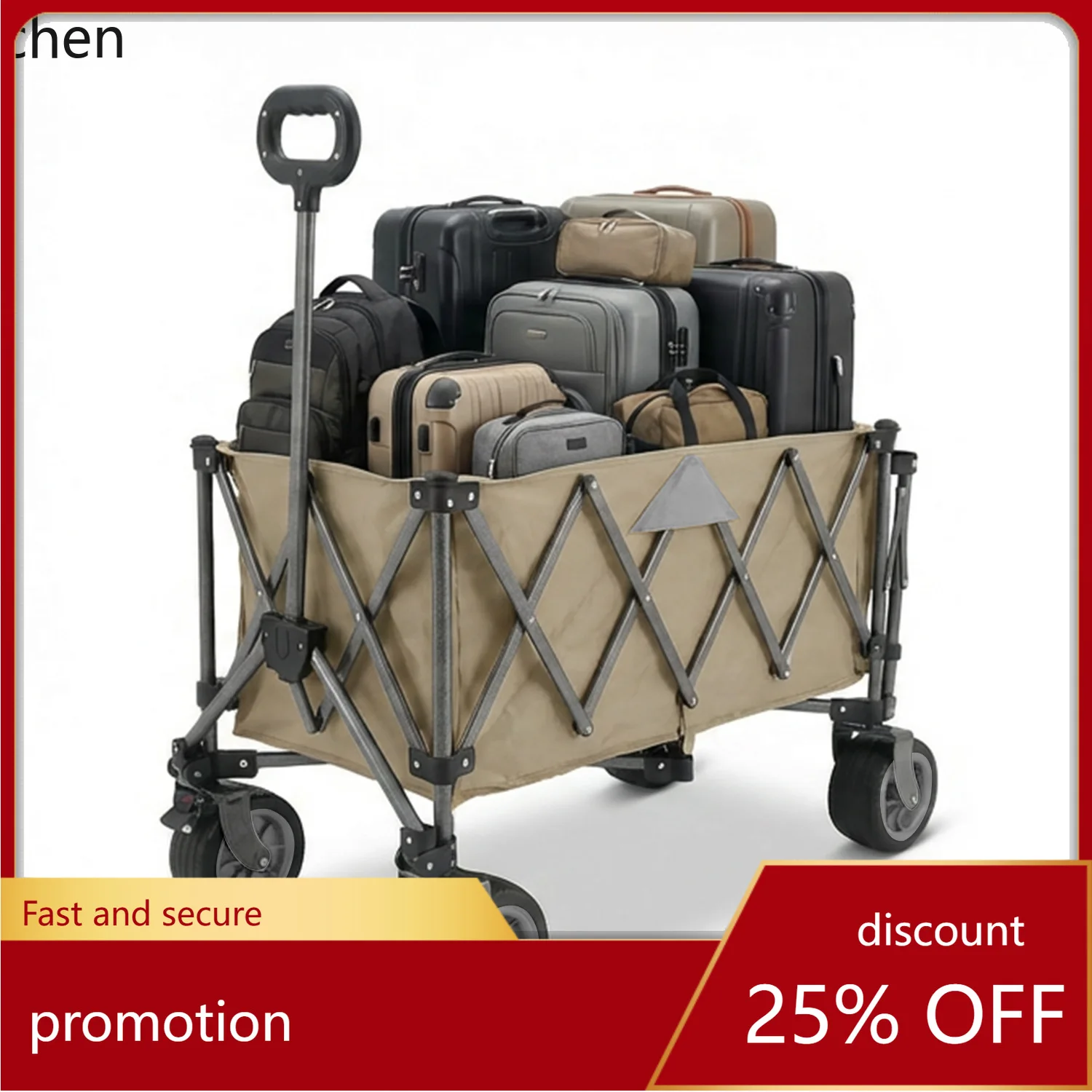 

Hxl multifunctional outdoor foldable camp cart large capacity portable pull rod trailer
