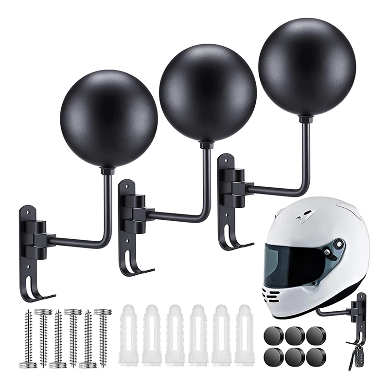 

Motorcycle Helmet Racks Wall Mount Bike Helmet Holder With Hooks For Motorcycle Bike Coat Jacket Cap Wig Key (3 Pack)