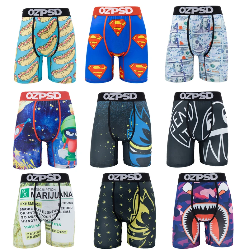 OZPSD Sexy Men Underwear Boxers Cueca Male Panty Lingerie Men Underpants Boxershorts Plus Size Breathable Print Man Boxer Briefs