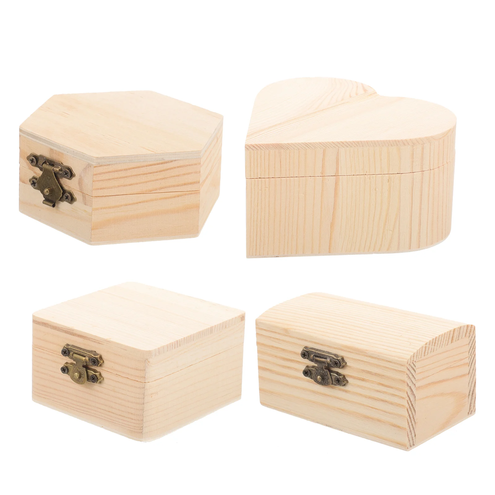 4 Pcs Handmade DIY Wooden Storage Box Snowflake Mud Pearl Mold Ultra-light Clay Love Jewelry Craft Boxes Container Small Gift