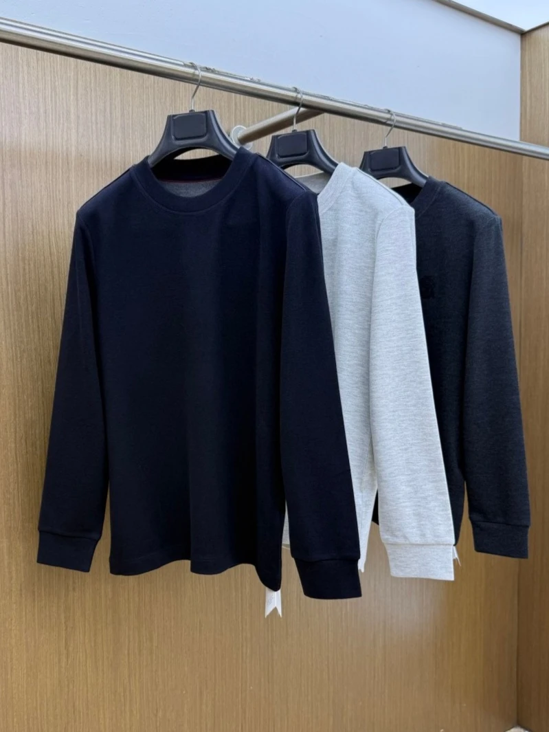 Italian BC Crew Neck Comfortable Long Sleeve Casual T-Shirt