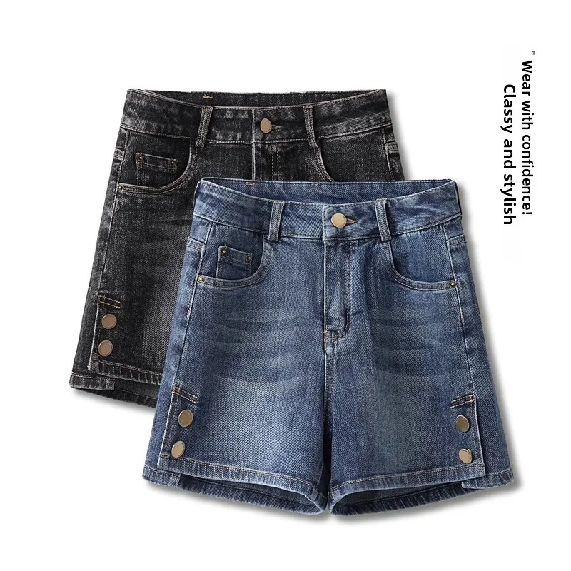 

High Waist Denim orts Women's Summer Thin A-Line Loose Wide Leg Hot Pants New 2025 Slimming ort Length Jeans