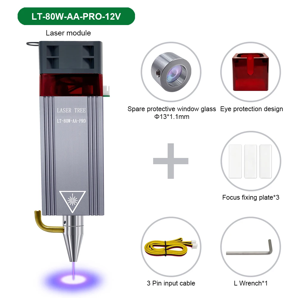 LASER TREE 10W lasermodule met Air Assist 5W lasergraveerkop 450nm blauwe TTL-laserkop voor CNC-lasersnijmachine