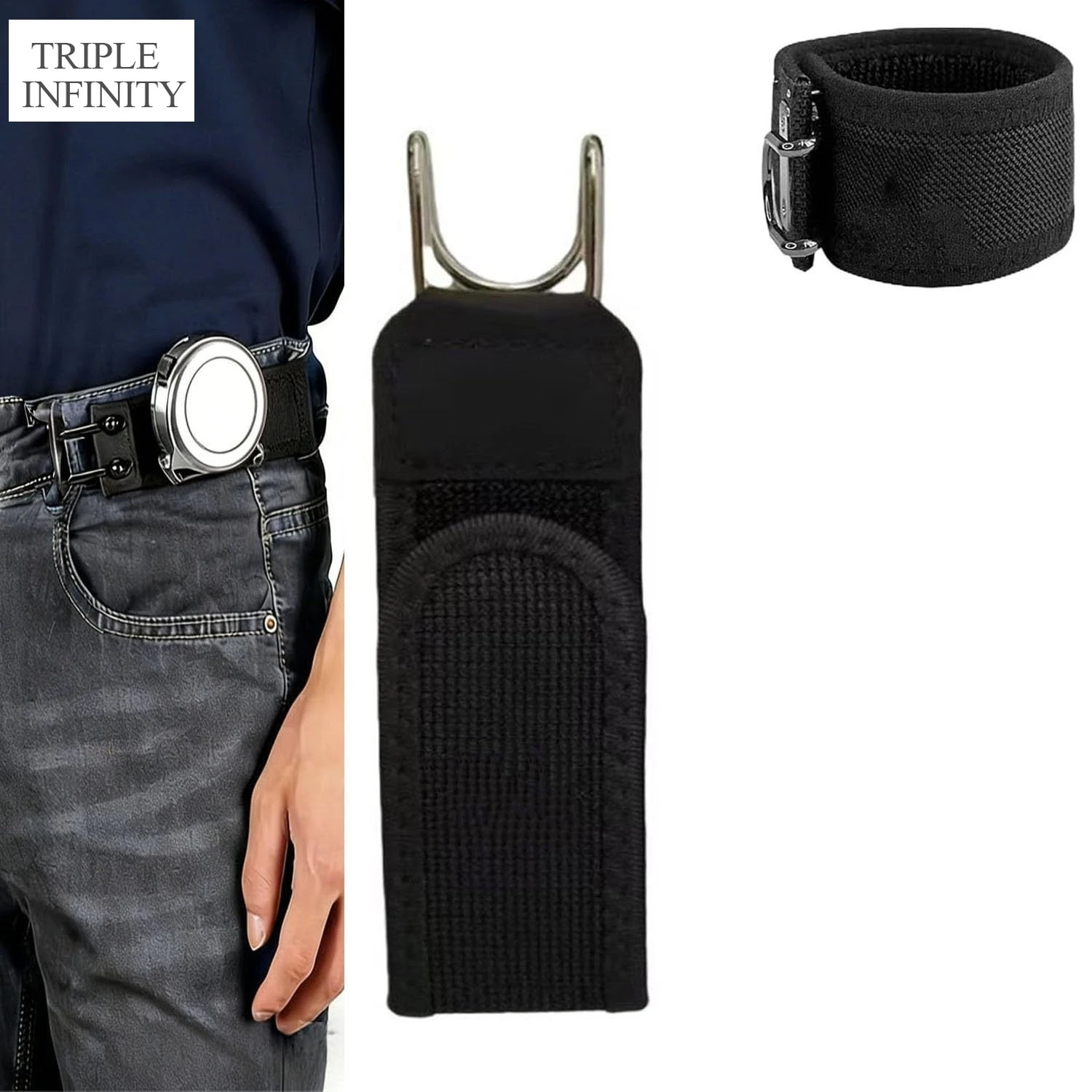 2026 Unisex 1 Pair Adjustable Buckleless Belt Elastic Men Waist Belts With Metal Hook Invisible Closure For Outdoor Work Gear