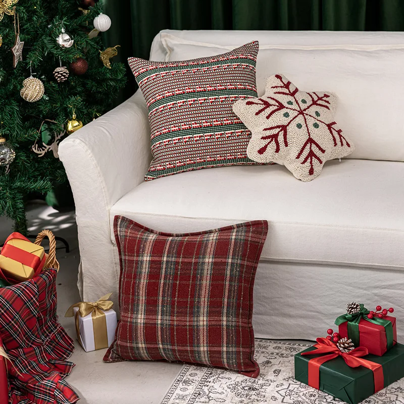 Рождественский чехол для подушки, современная новинка, плюшевая наволочка с вышивкой Санта-Клауса для праздника, домашнего декора, украшения для дивана, подарок