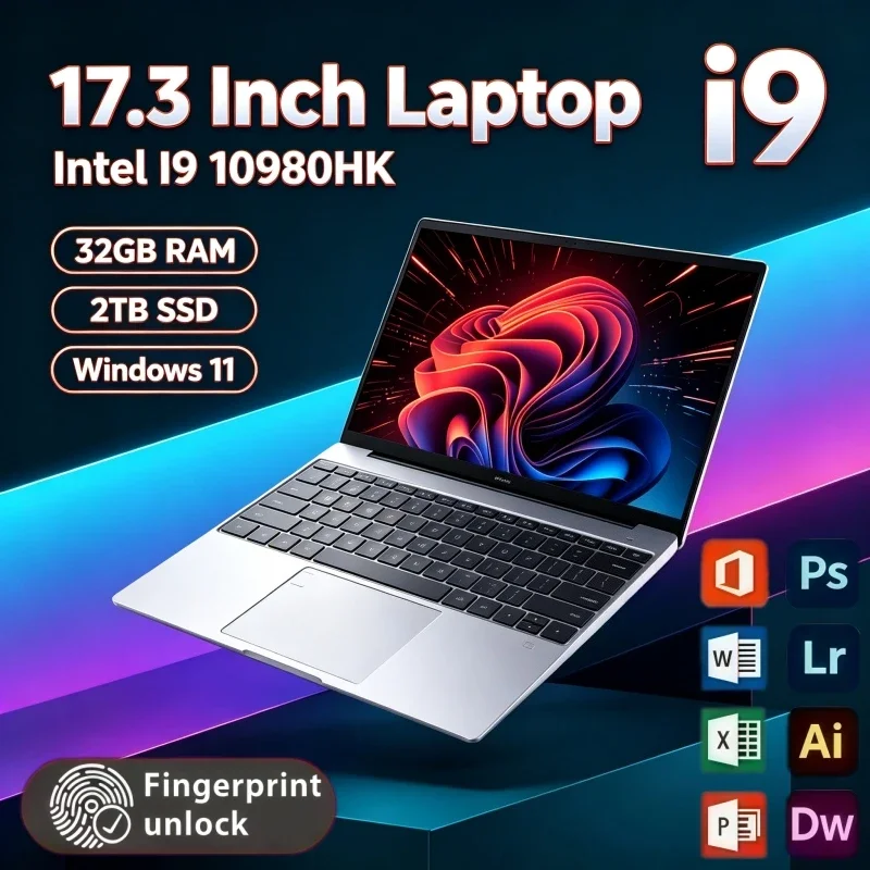 High Performance 17.3 Inch Laptop Intel Core I9 10980HK Win11 32GB RAM 2TB SSD Fingerprint Unlock For Game And Content Creation
