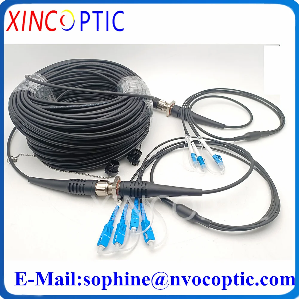 4C ODC-ODC ODC-LC 100M Fiber Cable Connector,4Core SM ODC M to ODC Male Fiber Patch Cord With 2Pcs 4F ODC Square Type to LC 1M