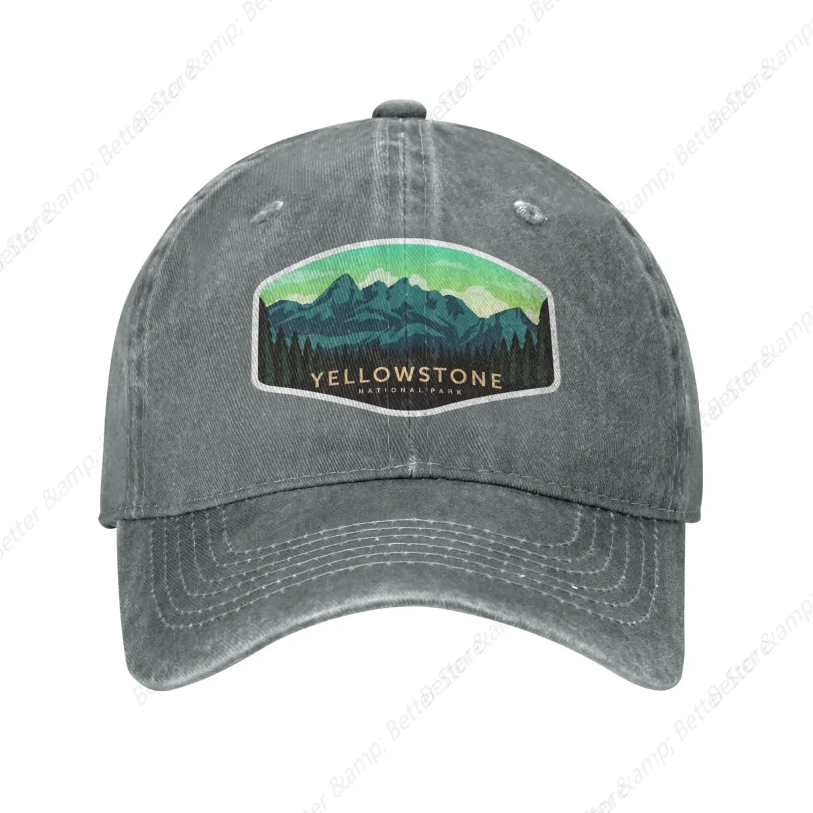 

Womens Golf Hat Camping Hats for Womens Workout Cap Breathable Yellowstone National Park Beach Baseball Hat Gray