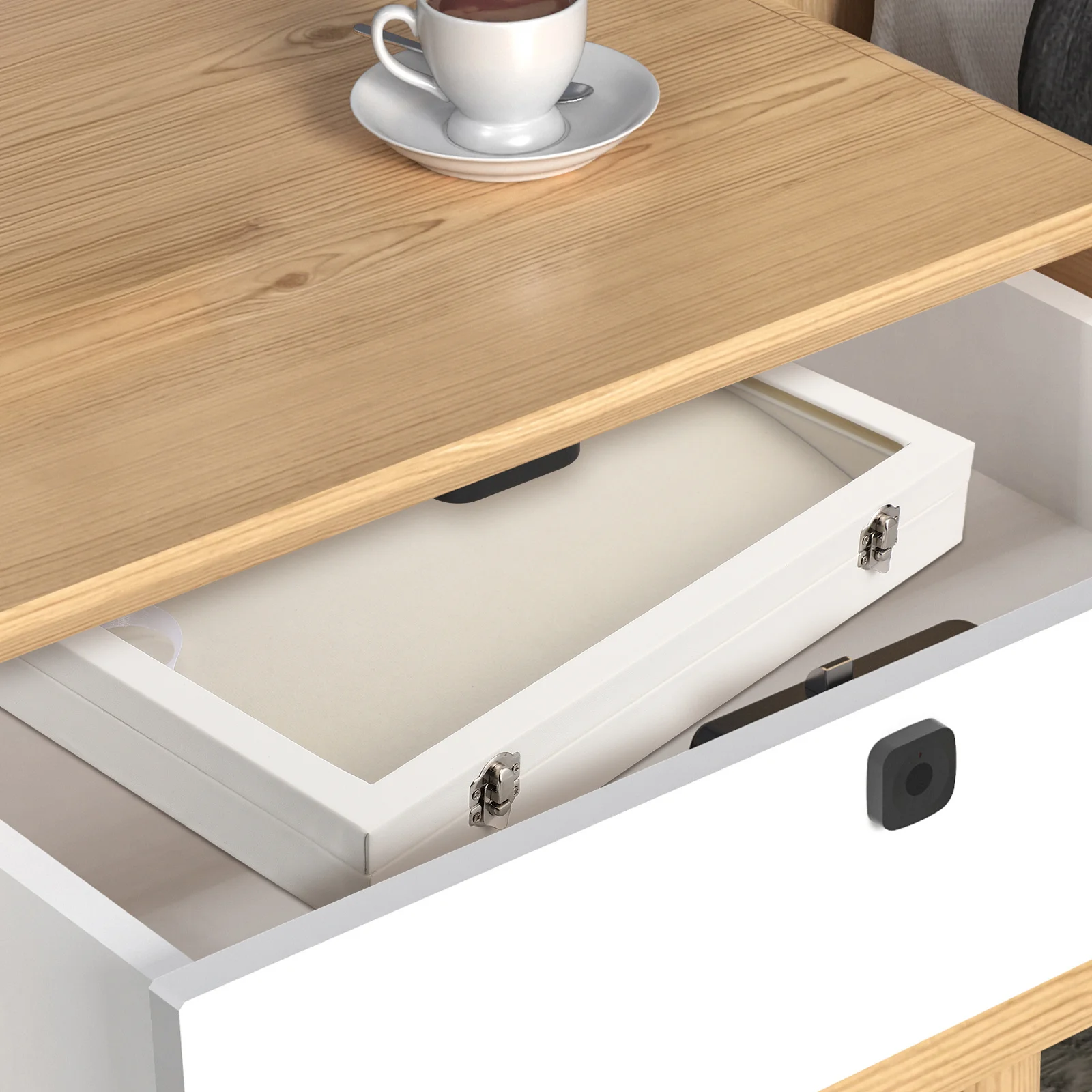 Necklace Organizer Box Wooden Jewelry Storage Tray Large Capacity Clear Lid Necklace Holder for Vanity Display