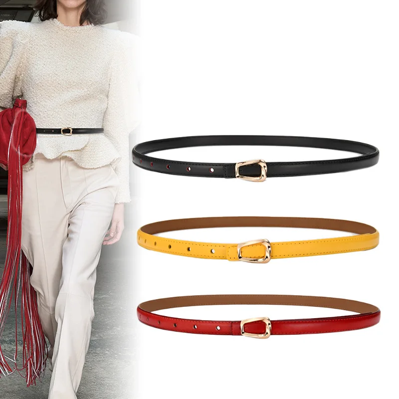 

New leather thin waistband for women's fashion, paired with simple and trendy skirts, thin pants, Korean style women's thin belt