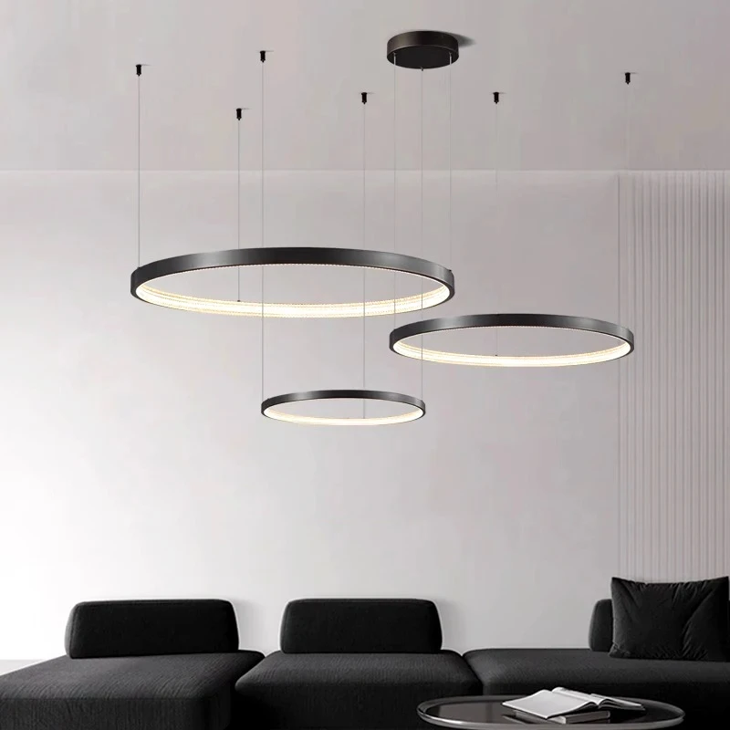 Living Room Pendant Light Minimalist Hall Main Light Italian Circular Ring Creative  Light Luxury Restaurant Pendant Light