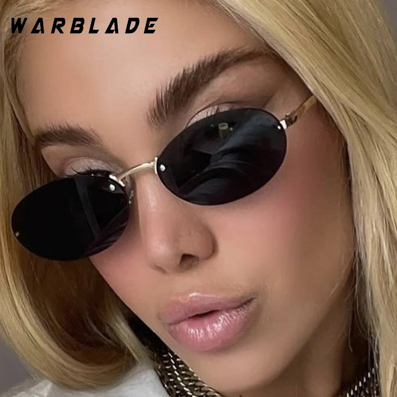 

Luxury Trendy Designer Sunglass Rimless Metal Vintage Oval Sunglasses Women Outdoor Drive Summer Traveling Eyeglasses UV400 Очки