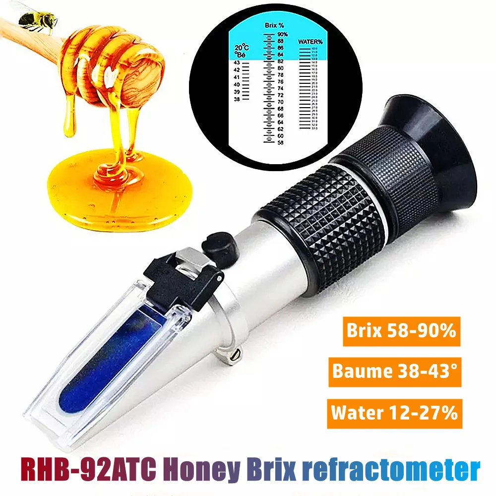 

Refractometer Honey Tester 58-90% Brix 38-43°Baume 12-27% Water For Beekeeper Bee Honey Refractometer Sugar Meter Refactometer