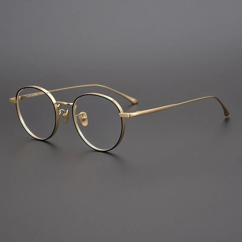 

Pure titanium ultra-light fashion men and women round frame myopia frame big round face thin