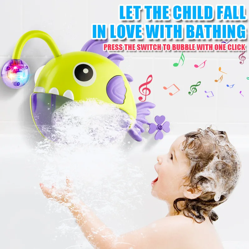 Baby Bathroom Bath Toy Cartoon Small Fish Bubble Machine Kids Electric Bubble Blowing Baby Bath Early Education Water Play Toys