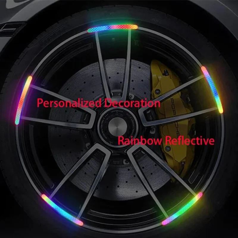 

Anti-Collision Reflective Warning Stickers, 7-Color Laser Car Decals for Wheel Motorcycle Bike Safety Accessories